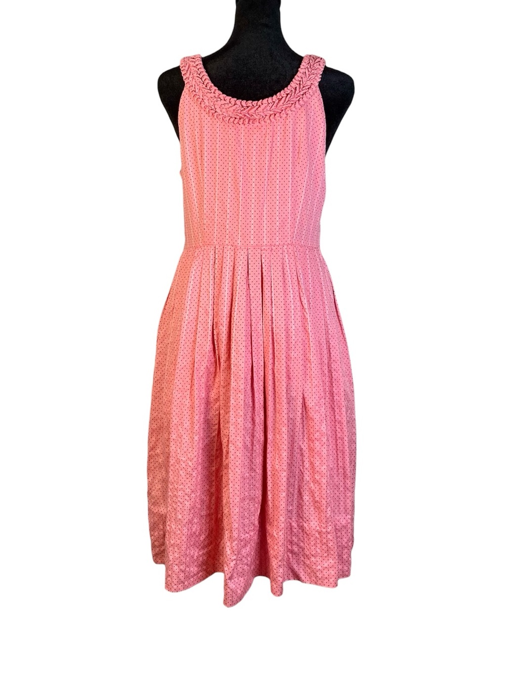 Anthropologie Moulinette Soeurs Melon Ball Pink Polka Dot Midi Dress Size 4 - Picture 5 of 12